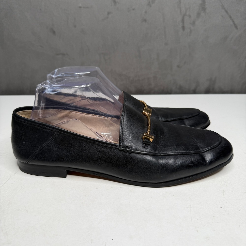 Sam Edelman Lior Loafer Womens 9M Black Leather Gold Bar Detail Slip On Flat